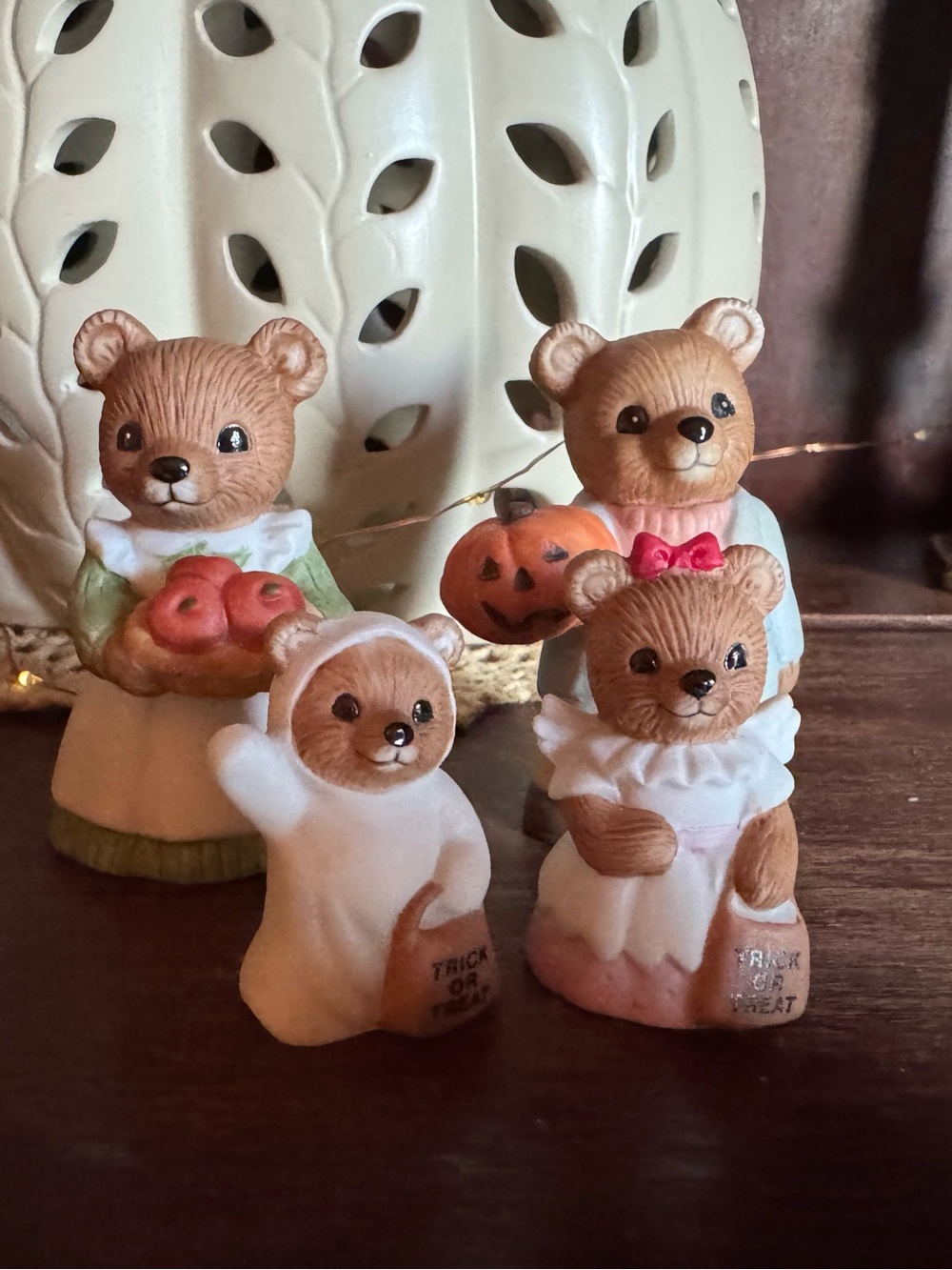 Homco Brown and White Bear Halloween Figurine Set